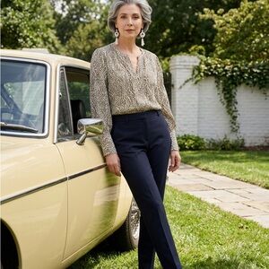 Simply Vera Vera Wang Leopard Printed Long-Sleeve Blouse